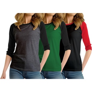 image:imagePack Of 3 Raglan Shirt Women 34 Sleeves Crew Neck Multipack Baseball TeesPack of 3  Set35