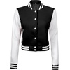 image:imageDecrum Letterman Varsity Jacket Women  Casual Highschool Baseball Style Cropped Bomber Jacket WomenBlack and White