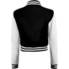 image:imageDecrum Letterman Varsity Jacket Women  Casual Highschool Baseball Style Cropped Bomber Jacket WomenBlack and White