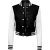 image:imageDecrum Letterman Varsity Jacket Women  Casual Highschool Baseball Style Cropped Bomber Jacket WomenBlack and White