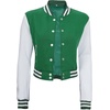 image:imageDecrum Letterman Varsity Jacket Women  Casual Highschool Baseball Style Cropped Bomber Jacket WomenGreen and White