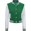 image:imageDecrum Letterman Varsity Jacket Women  Casual Highschool Baseball Style Cropped Bomber Jacket WomenGreen and White