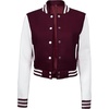 image:imageDecrum Letterman Varsity Jacket Women  Casual Highschool Baseball Style Cropped Bomber Jacket WomenMaroon and White