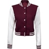 image:imageDecrum Letterman Varsity Jacket Women  Casual Highschool Baseball Style Cropped Bomber Jacket WomenMaroon and White