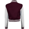 image:imageDecrum Letterman Varsity Jacket Women  Casual Highschool Baseball Style Cropped Bomber Jacket WomenMaroon and White