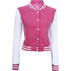 image:imageDecrum Letterman Varsity Jacket Women  Casual Highschool Baseball Style Cropped Bomber Jacket WomenPink and White