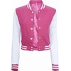 image:imageDecrum Letterman Varsity Jacket Women  Casual Highschool Baseball Style Cropped Bomber Jacket WomenPink and White