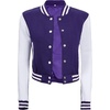 image:imageDecrum Letterman Varsity Jacket Women  Casual Highschool Baseball Style Cropped Bomber Jacket WomenPurple and White