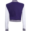 image:imageDecrum Letterman Varsity Jacket Women  Casual Highschool Baseball Style Cropped Bomber Jacket WomenPurple and White