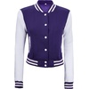 image:imageDecrum Letterman Varsity Jacket Women  Casual Highschool Baseball Style Cropped Bomber Jacket WomenPurple and White