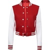 image:imageDecrum Letterman Varsity Jacket Women  Casual Highschool Baseball Style Cropped Bomber Jacket WomenRed and White