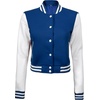 image:imageDecrum Letterman Varsity Jacket Women  Casual Highschool Baseball Style Cropped Bomber Jacket WomenRoyal Blue and White