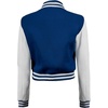 image:imageDecrum Letterman Varsity Jacket Women  Casual Highschool Baseball Style Cropped Bomber Jacket WomenRoyal Blue and White