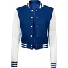 image:imageDecrum Letterman Varsity Jacket Women  Casual Highschool Baseball Style Cropped Bomber Jacket WomenRoyal Blue and White
