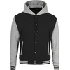 image:imageDecrum Mens Letterman Bomber Hooded Varsity JacketsBlack Heather Grey