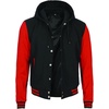 image:imageDecrum Mens Letterman Bomber Hooded Varsity JacketsBlack Red