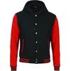 image:imageDecrum Mens Letterman Bomber Hooded Varsity JacketsBlack Red
