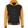 image:imageDecrum Mens Letterman Bomber Hooded Varsity JacketsBlack Yellow
