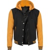 image:imageDecrum Mens Letterman Bomber Hooded Varsity JacketsBlack Yellow