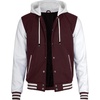 image:imageDecrum Mens Letterman Bomber Hooded Varsity JacketsMaroon White