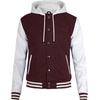 image:imageDecrum Mens Letterman Bomber Hooded Varsity JacketsMaroon White