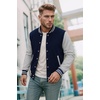 image:imageDecrum Varsity Jacket Men  Letterman Bomber Style Mens Baseball JacketsNavy Blue Heather Grey