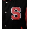 image:imageLetterman Jacket Men  High School Bomber Baseball Mens Varsity JacketsBlack  Red  Chenille Letter S