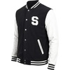 image:imageLetterman Jacket Men  High School Bomber Baseball Mens Varsity JacketsBlack  White  Chenille Letter S