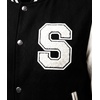 image:imageLetterman Jacket Men  High School Bomber Baseball Mens Varsity JacketsBlack  White  Chenille Letter S