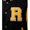 image:imageLetterman Jacket Men  High School Bomber Baseball Mens Varsity JacketsBlack  Yellow  Chenille Letter R
