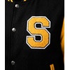 image:imageLetterman Jacket Men  High School Bomber Baseball Mens Varsity JacketsBlack  Yellow  Chenille Letter S
