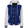 image:imageWomens Hooded Varsity Jacket Letterman High School Bomber Baseball JacketsRoyal Blue  White
