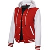 image:imageWomens Hooded Varsity Jacket Letterman High School Bomber Baseball JacketsRed  White