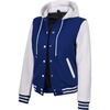 image:imageWomens Hooded Varsity Jacket Letterman High School Bomber Baseball JacketsRoyal Blue  White