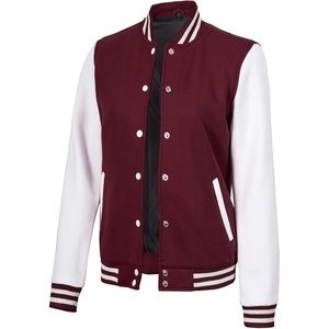 image:imageDecrum Bomber Varsity Jacket Women  High School Letterman Baseball JacketsMaroon White