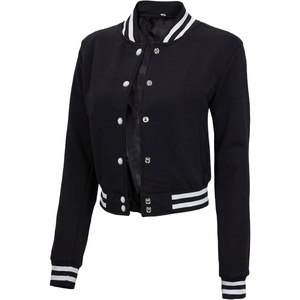 image:imageDecrum Letterman Varsity Jacket Women  Casual Highschool Baseball Style Cropped Bomber Jacket WomenBlack