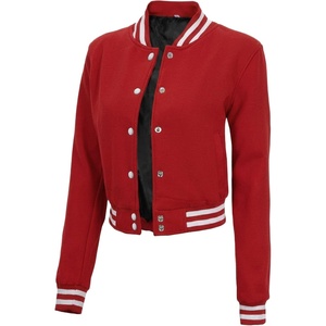image:imageDecrum Letterman Varsity Jacket Women  Casual Highschool Baseball Style Cropped Bomber Jacket WomenRed