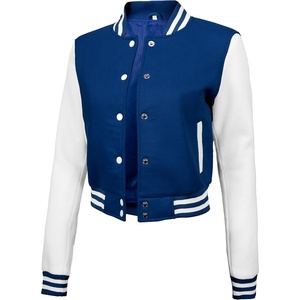 image:imageDecrum Letterman Varsity Jacket Women  Casual Highschool Baseball Style Cropped Bomber Jacket WomenRoyal Blue and White