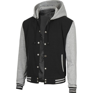 image:imageDecrum Mens Letterman Bomber Hooded Varsity JacketsBlack Heather Grey