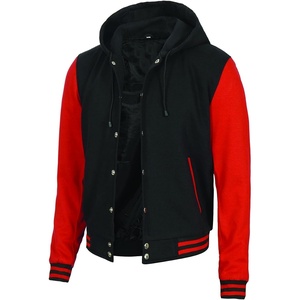 image:imageDecrum Mens Letterman Bomber Hooded Varsity JacketsBlack Red