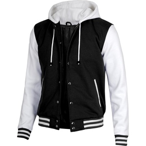 image:imageDecrum Mens Letterman Bomber Hooded Varsity JacketsBlack White