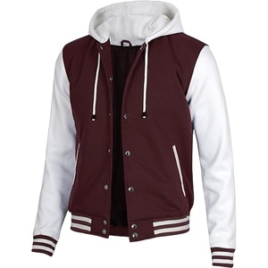 image:imageDecrum Mens Letterman Bomber Hooded Varsity JacketsMaroon White