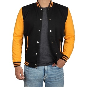 image:imageDecrum Varsity Jacket Men  Casual High School Zipper Baseball Letterman Style Mens Bomber JacketsBlack Yellow