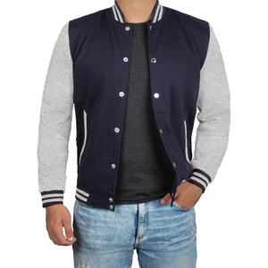 image:imageDecrum Varsity Jacket Men  Letterman Bomber Style Mens Baseball JacketsNavy Blue Heather Grey