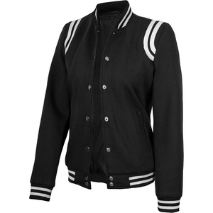 image:imageVarsity Jacket Women Bomber Shoulder Detailing Baseball Letterman JacketsBlack