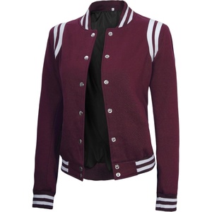 image:imageVarsity Jacket Women Bomber Shoulder Detailing Baseball Letterman JacketsMaroon
