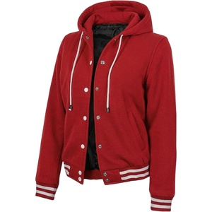 image:imageWomens Hooded Varsity Jacket Letterman High School Bomber Baseball JacketsRed