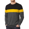 image:imageDecrum Mens Long Sleeve Shirts  Three Tone Color Block Crew Neck TShirtBlack Yellow Charcoal  3 Tone Long Sleeves