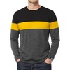 image:imageDecrum Mens Long Sleeve Shirts  Three Tone Color Block Crew Neck TShirtBlack Yellow Charcoal  3 Tone Long Sleeves