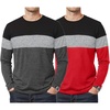 image:imageDecrum Mens Long Sleeve Shirts  Three Tone Color Block Crew Neck TShirtPack of 02  Set 65 Mens 3 Tone Long Sleeve Shirt